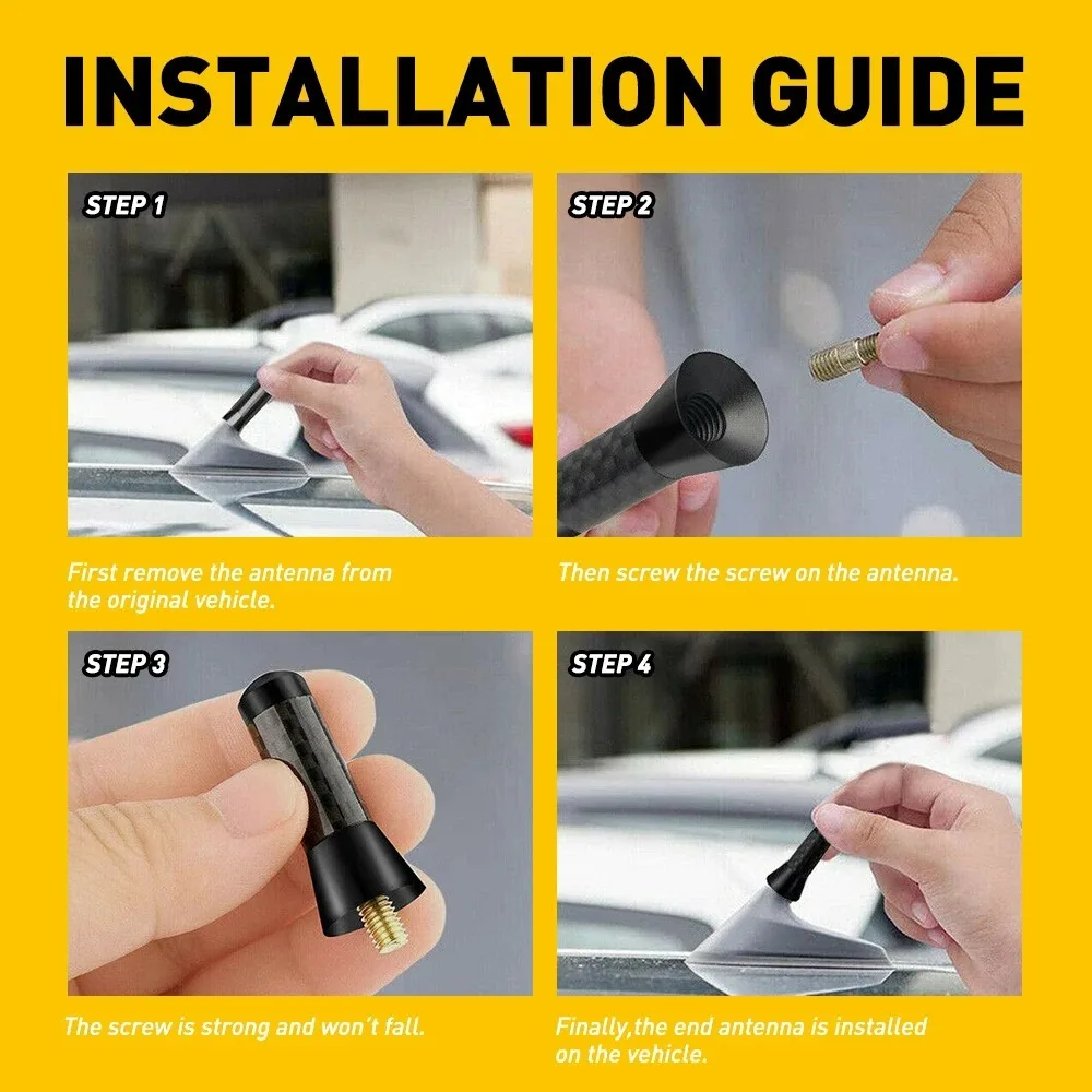 Marke Neue Carbon Faser Schraube Metall Kurze Stubby Mast Antenne Auto – Bild 4