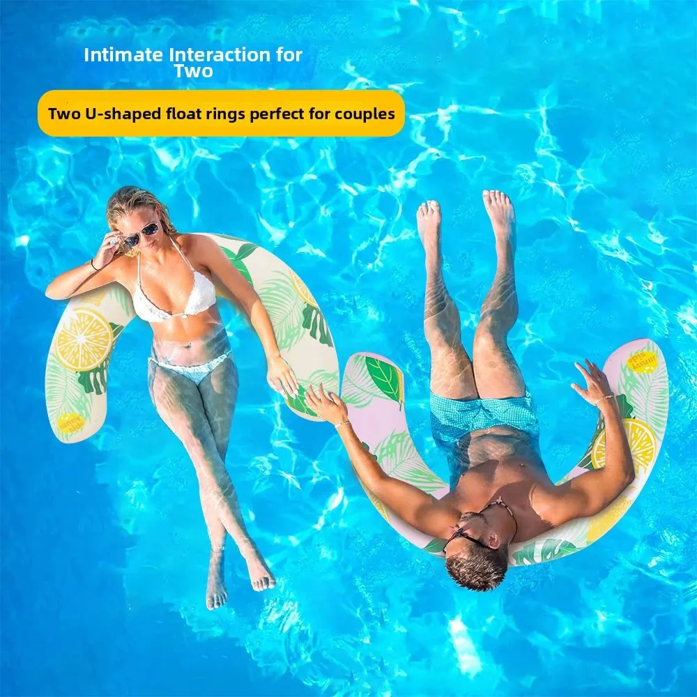 U-förmiger aufblasbarer Schwimmring, Pool-Floatie, komfortable Nacken – Bild 3