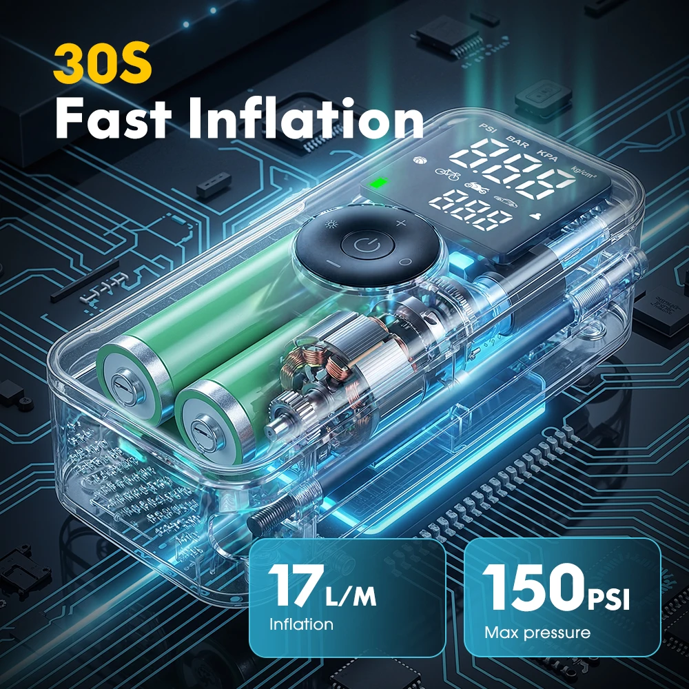 CARSUN Wiederaufladbare Reifen Inflator Digitale Cordless Auto Reifen – Bild 2