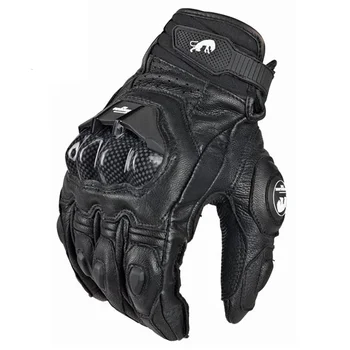 Herren Damen 4-Jahreszeiten-Fahren Supertech Schwarz/Weiß Motorrad-Lederhandschuhe Rennhandschuh Motorrad