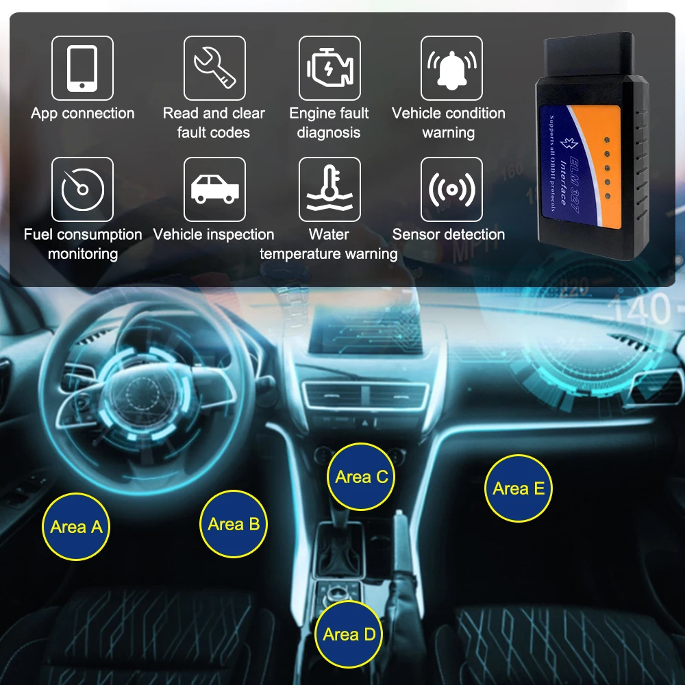 OBD2 Scanner ELM327 Auto Diagnose Detektor Code Reader Tool V 1,5 WIFI – Bild 3