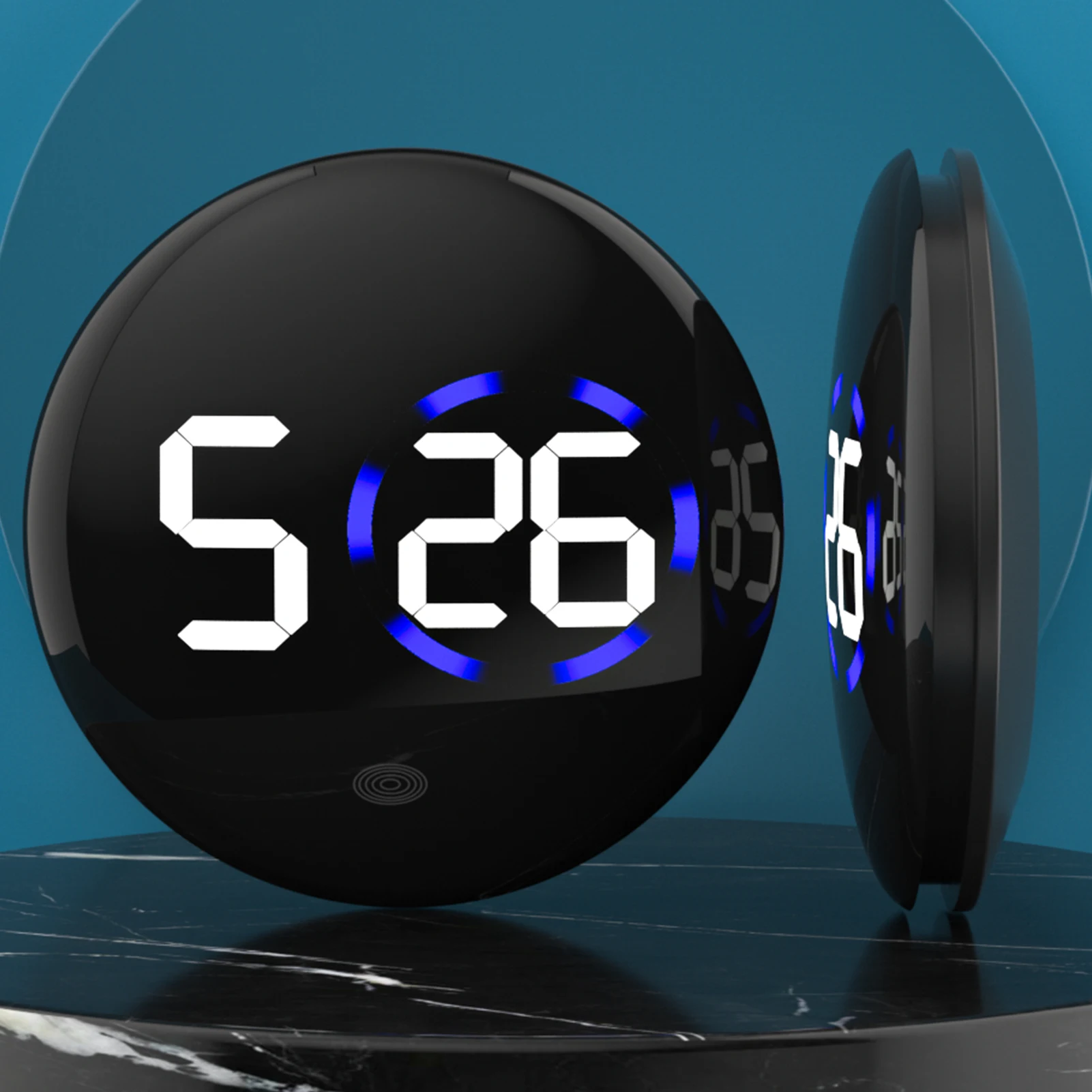 Mini-Digitaluhr für Auto, runde Automotive-Digitaluhr – Bild 6