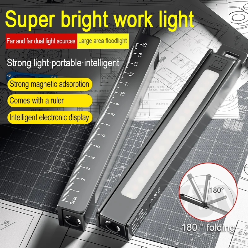 Tragbare LED-Klapp-Arbeitstaschenlampe mit Magnet-Taschenlampe, COB-Arbeitsstiftlicht, wiederaufladbare