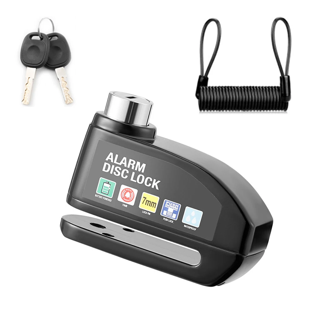 Motorrad Alarm Scheibenbremse Schloss Sicherheit Moto Rad Disk Vorhängeschloss Wasserdicht 110dB Laut Anti