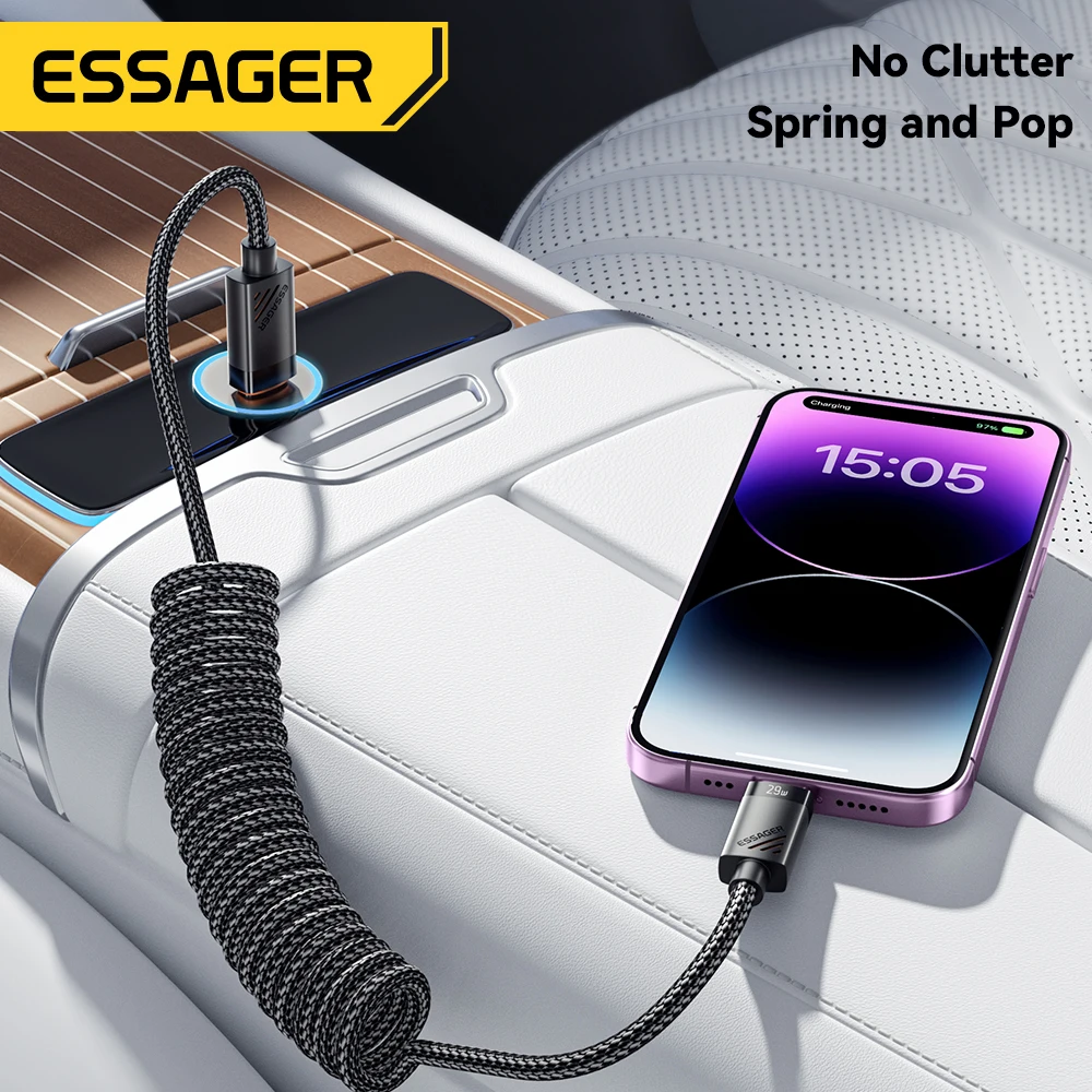 Essager Car Spring USB C auf Lightning-Kabel PD 29 W Schnellladung – Bild 4