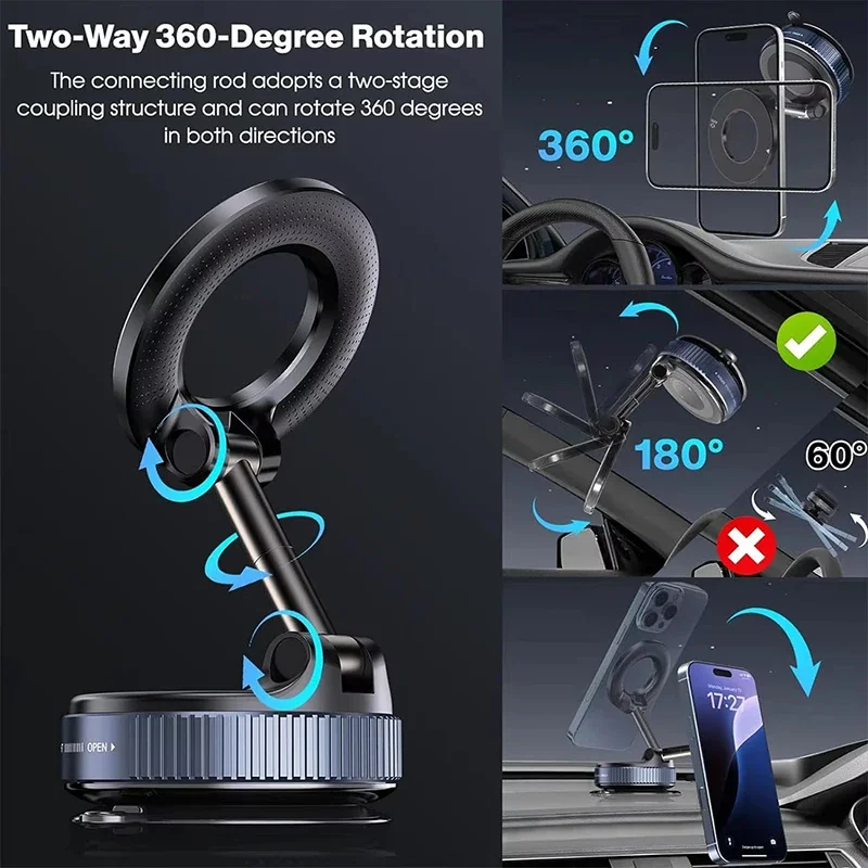 Magnetische Auto-Handyhalterung mit Vakuum-Saugfuss, 360° drehbar – Bild 2
