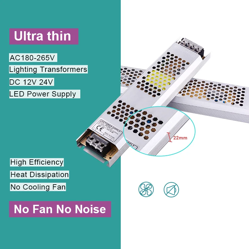 Ultradünnes LED-Netzteil DC 12V 24V Beleuchtungstransformatoren 100W – Bild 4
